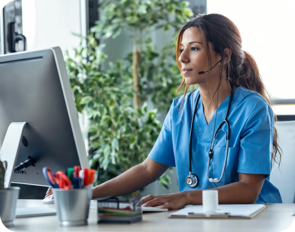 Critical care provider using Omnicure web portal in office